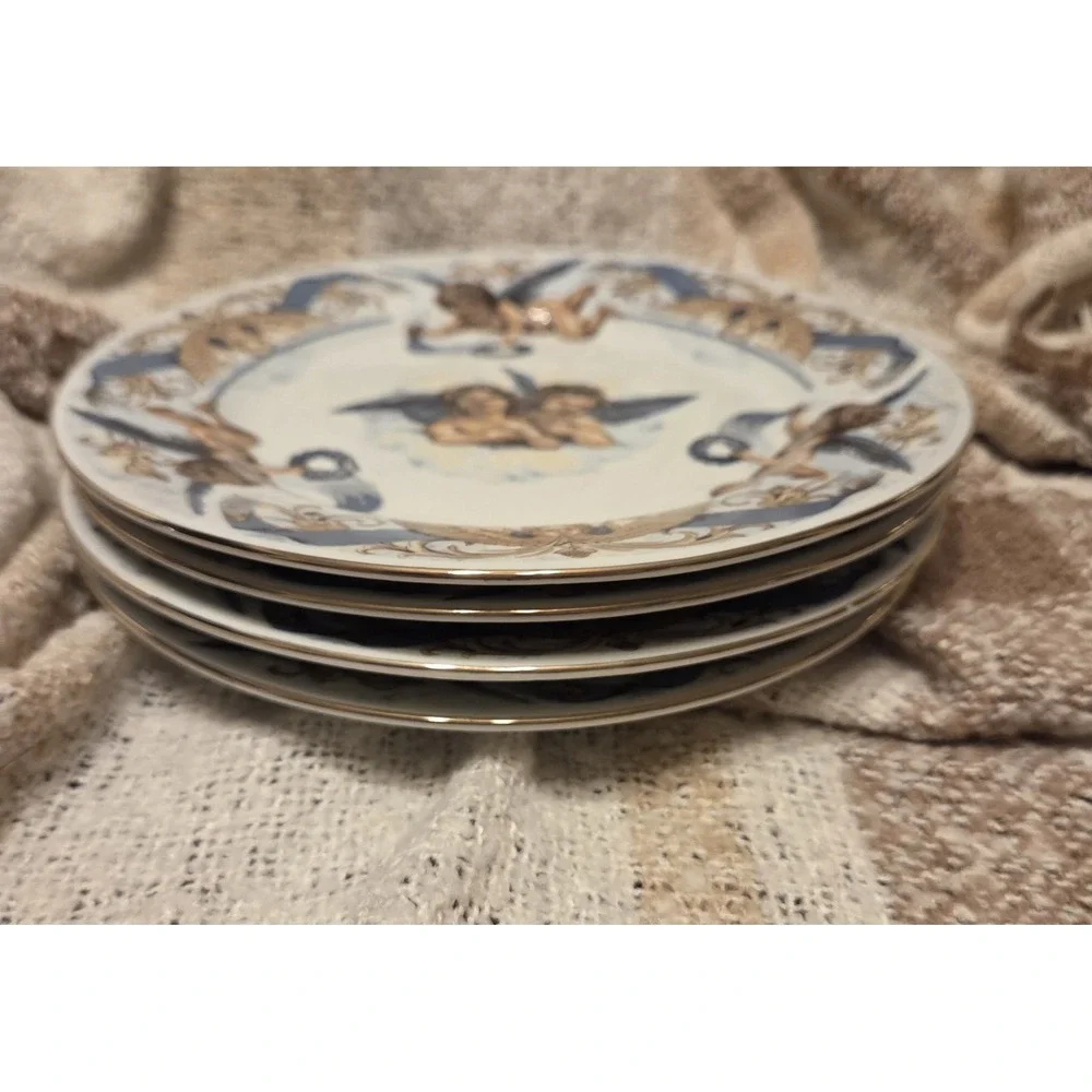 Set of 4 Rafaels Angel ~ Tienshan Fine China ~Small Plates~8.5-inch EUC No Chips